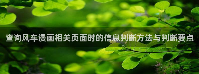 七七漫画搜索漫画:查询风车漫画相关页面时的信息判断方法与判断要点